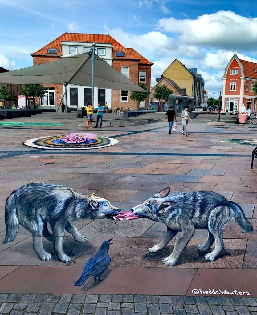 3D Straßenmalerei "Diplomatie" in Brande, Dänemark