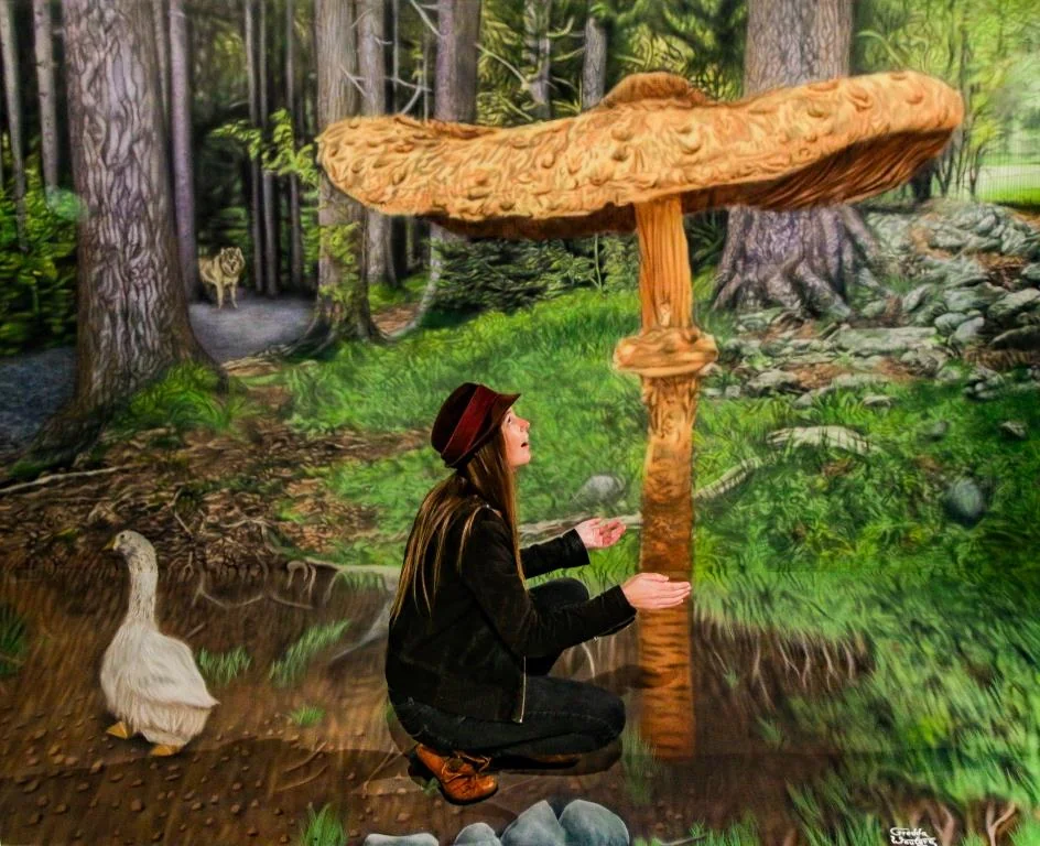 3D Trick Art Malerei von Fredda Wouters für ein Trick Art Museum im Freizeitpark "Wald Wipfel Weg" in Sankt Englmar